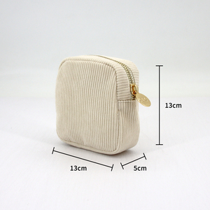 Benutzer definierte personal isierte kleine Mini Portemonnaie Reise Kosmetik Aufbewahrung creme Samt Reiß verschluss tasche Umwelt freundliche Cord Tasche - Product Image 2