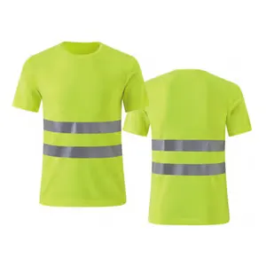 Hi Vis T Shirt ANSI Safety limau Orange lengan panjang reflektif visibilitas tinggi kancing atas kemeja POLO warna hijau merah