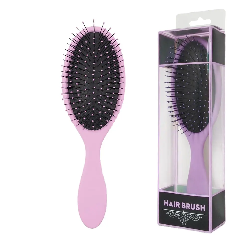 Escova de cabelo desembaraçadora de almofada de ar de alta qualidade, escova elíptica para massagem feminina, escova antiestática autolimpante, sacola Opp de nylon