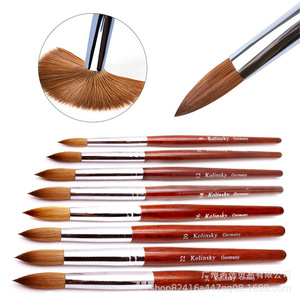 Ensemble de 9 pinceaux à ongles en poils de zibeline, manche en bois rouge, pour peinture, dessin, gel, extension, outils de manucure professionnels - Product Image 2