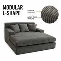 Canapé-lit modulaire inclinable en velours côtelé gris, chaise longue simple surdimensionnée convertible pour invités, idéal pour salon et hôtel