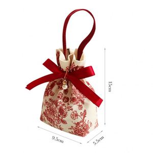 Bolsa de Regalo de Lona Floral Multiusos, Bolsa con Cordón Reutilizable para Dulces de Boda, Regalos de Fiesta, Despedida de Soltera - Product Image 3