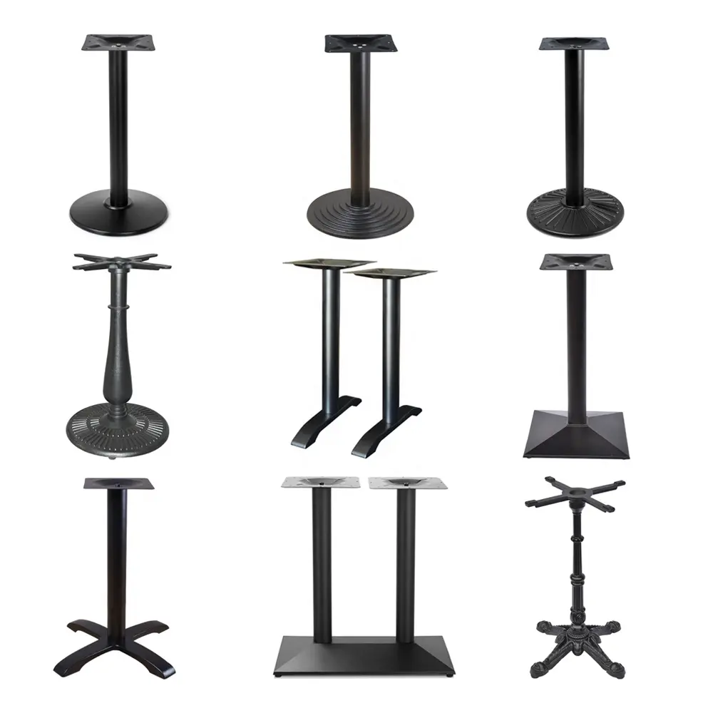 Metal Table Legs Industrial Square Rectangle Metal Casting Dining Coffee Bar Table Leg Black Wrought Cast Iron Table Base