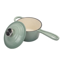 Cacerola de Hierro Fundido Esmaltada con Tapa, Mini Cacerola de Hierro Fundido Esmaltada, Olla para Leche