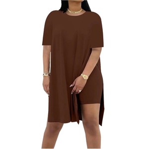 Ensemble de costume décontracté pour femmes, couleur unie, col rond ample, manches courtes, pantalon, deux pièces, SMLXL2XL3XL, Europe, Amérique, Afrique - Product Image 3