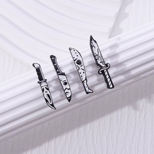 Phim kinh dị Dao găm Trâm pin tùy chỉnh thiết kế ma mặt Friday <span class=keywords><strong>Michael</strong></span> men ve áo pin đen Punk Goth mềm men pins - Product Image 4