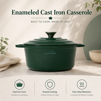 Casserole en fonte émaillée vert foncé sur mesure avec couvercle pour ustensiles de cuisine, vente en gros et fourniture OEM