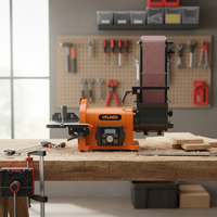 Ponceuse à bande et à disque électrique 700W 230-240V 100x915mm pour le débavurage, le chanfreinage et le ponçage du bois, du plastique et du métal, avec vitesse variable