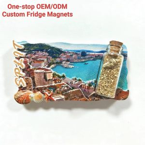 Aimant de réfrigérateur personnalisé <span class=keywords><strong>en</strong></span> résine écologique, thème <span class=keywords><strong>Croatie</strong></span>, avec bouteille à messages, sable véritable et coquillages, pour souvenirs de plage et mariages - Product Image 1