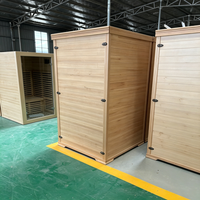 1 Orang Menggunakan Sauna Dalam Ruangan  Penampilan Putih Sauna Inframerah Jauh  Lampu Merah dan Ruang Sauna Kayu Hibrida Karbon