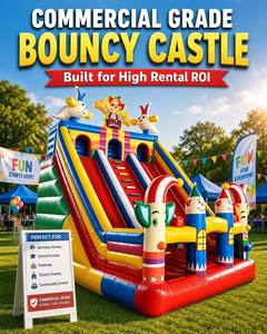 Castillo Inflable 3 en 1 con Tobogán, PVC de 0.55mm, Castillo Inflable Comercial para <span class=keywords><strong>Alquiler</strong></span>, Certificado CE EN14960 - Product Image 4