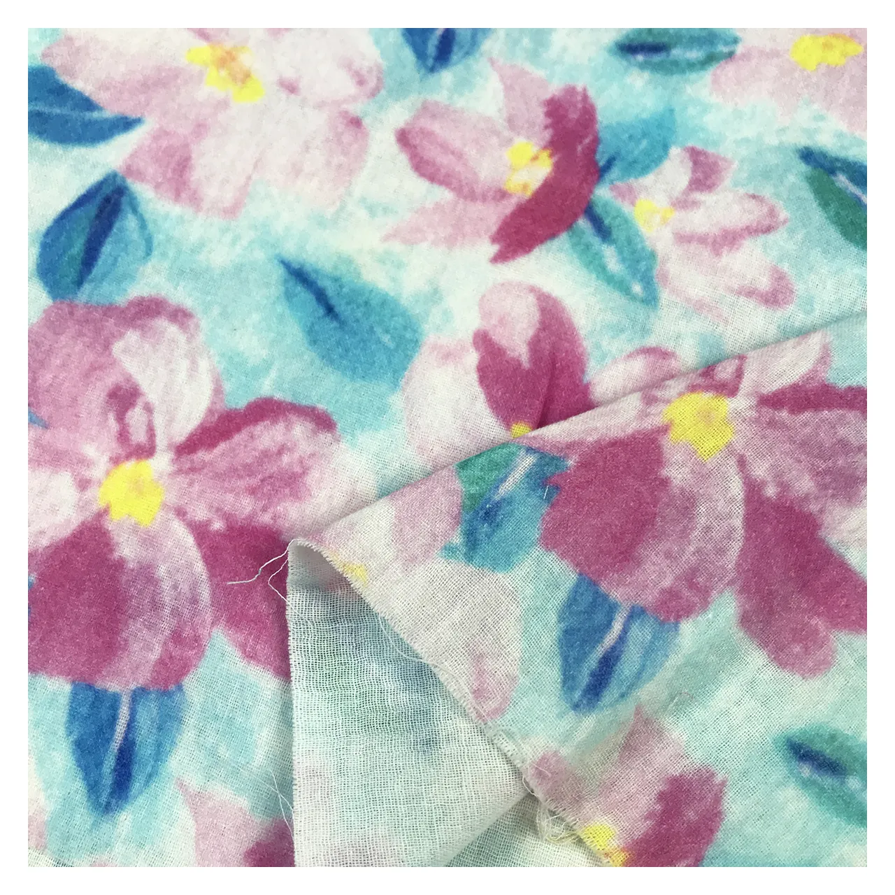The factory outlet vibrant flowers design natural very soft customize cotton double gauze fabric printed for baby clothing