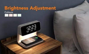 Veilleuse de chevet Station de recharge sans fil avec réveil <span class=keywords><strong>Lampe</strong></span> de lecture de table LED Chargeur sans fil pour enfants Réveil Lumière - Product Image 6