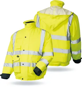 高品質最新デザイン蛍光高視認性防水綿作業冬反射安全ジャケット男性女性