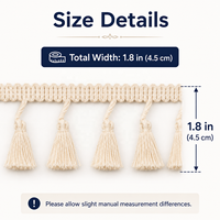 Frange en coton style bohème avec pompons, 4,5 cm, ruban en macramé multicolore, pompon de balai, fait main, pour rideaux, oreillers, DIY, Chine