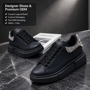 Zapatillas de plataforma con diamantes de imitación negras de alta calidad para hombre y mujer, diseño de lujo, nuevas. - Product Image 1