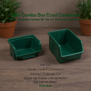 Take Combo Box Eco Tool <b>Containers</b> Green <b>Stackable</b> <b>Storage</b> Bin Set For Workshop Organization - Product Image 3