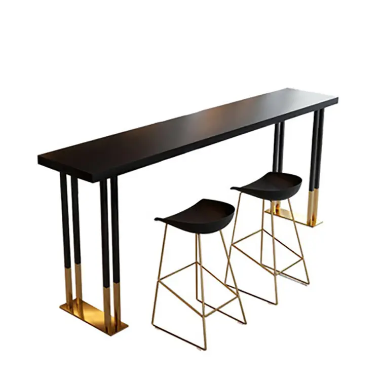 Bar européen en métal Table à manger Mobilier de bar Table de bar Design Marbre Luxe Écologique Moderne pour Pub Cuisine Restaurant