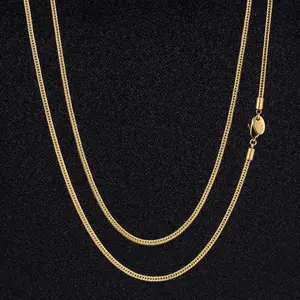 2.5mm Franco Link Men 18K Gold Filled Foxtail Chain Necklace Women Jewelry Real Gold Plated 316L Stainless Steel Franco Chain