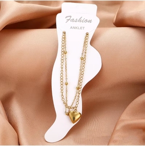 Nuovo arrivo in acciaio inossidabile placcato in <span class=keywords><strong>oro</strong></span> reale 18K catena laminata amore gioielli alla moda cavigliere per le donne - Product Image 5