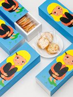 Boîte à tiroirs carrée avec image de fille mignonne en dessin animé, finition mate, emballage de luxe pour biscuits avec insert