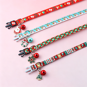 Nouveau Collier de Noël Festif Ajustable pour <span class=keywords><strong>Animaux</strong></span> de Compagnie (Chats et Chiens) avec Nœud Papillon Amovible en Polyester – Série d'Accessoires de Fête - Product Image 2