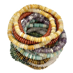 Pulseiras de Pedra Natural Redondas e Planas 6x2mm, Braceletes Empilháveis de Gemas Rondelle, Joias de Cristal por Atacado - Product Image 6