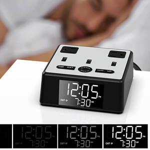 Stazione di Ricarica con Luce <span class=keywords><strong>Sveglia</strong></span>, 3 Porte USB, <span class=keywords><strong>2</strong></span> Prese AC, Cavo di Alimentazione da 1,8m, Protezione da Sovratensioni, Cubo con Orologio Digitale LED - Product Image 5