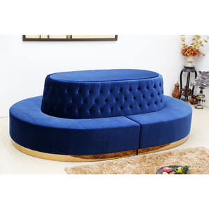 Sofá Azul Moderno de Tres Plazas para Restaurante, Estilo Italiano, de Lujo Ligero, con Tapicería de Tela <span class=keywords><strong>y</strong></span> Cuero PU - Product Image 6