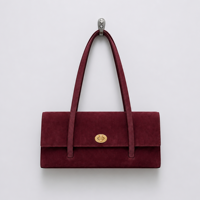 Sac à bandoulière en daim bordeaux avec fermeture à fermoir doré, élégant, chic, de luxe, pour femme, sac à main quotidien, OEM personnalisé