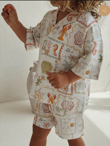 Ensemble de vêtements pour enfants en bas âge, garçons, été, lin mélangé, polo et short, 2 pièces - Product Image 2