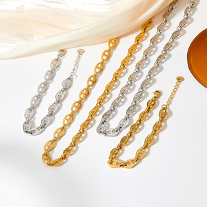 Set di gioielli <span class=keywords><strong>donna</strong></span> marchio CLIORO catena cubana di maiale naso piatto serpente impilamento 14K oro placcato cuore zircone bracciale in acciaio inossidabile - Product Image 2
