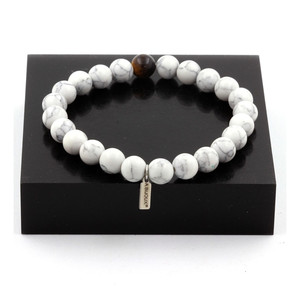 Bracciale Howlite + Occhio di Tigre con perline da 8 mm. - Product Image 2