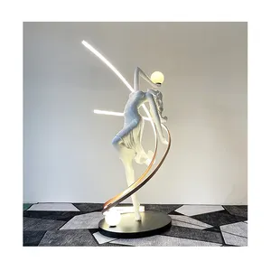 Оптовая продажа, стоячий светильник для танцевальной девушки, Художественная Скульптура, женская статуя, светильник «сделай сам», домашний декор, напольная лампа, светильник для статуи