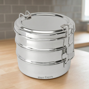 2-Tier & 3-Tier Eco-Friendly Stainless Steel Round Metal Food Container Freshness Preservation Wire Clips Storage Boxes <b>Bins</b> - Product Image 3