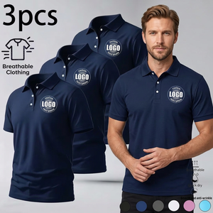 Chemise décontractée pour homme à manches courtes, 100 % polyester, couleur unie, respirante, tricotée, anti-plis, séchage rapide, 200g, avec logo personnalisé imprimé - Product Image 2