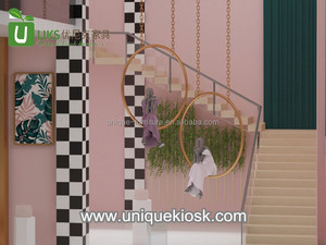 Joli <span class=keywords><strong>magasin</strong></span> <span class=keywords><strong>de</strong></span> vêtements design moderne au détail <span class=keywords><strong>magasin</strong></span> <span class=keywords><strong>de</strong></span> vêtements présentoir à chaussures étagère murale avec table <span class=keywords><strong>de</strong></span> présentation - Product Image 2