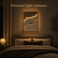 Art mural LED 3D texturé de luxe, paysage de montagne moderne rétroéclairé, grande sculpture murale décorative pour la maison et le bureau