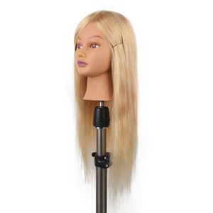 Cabeza de Maniquí de pelo 100% Real para peluquería, cabeza de Maniquí de entrenamiento, cabeza de muñeca de cosmetología - Product Image 4
