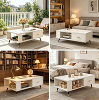 Table basse moderne de luxe convertible en verre trempé pour petit salon, appartement, mobilier de maison
