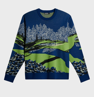 Pull Jacquard Homme 100% Coton Motif Paysage Tricoté Automne Hiver Décontracté Personnalisable Logo Vente en Gros Usine OEM