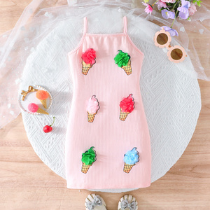 Vestido Casual Floral para Niña, Transpirable, sin Mangas, con Estampado de Helado, Ropa de Moda para Fiestas Infantiles, Vestidos para Bebés - Product Image 1