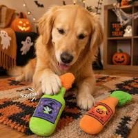 Famipet Fabricant Grossiste Nouveau Jouet pour Chien en Peluche Sonore et Froissé, Doux, Thème Halloween, Design Bouteille de Vin