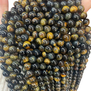 Polierte runde lose Perlen Blaue Tigerauge Stränge für Schmuck herstellung Armband Halskette Edelstein lose Perlen - Product Image 4
