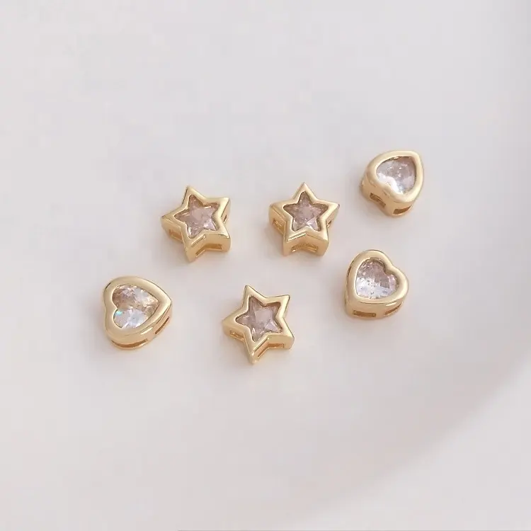 Petites breloques en forme d'étoile, en argent sterling, en cristal perlé, plaqué or et jaune zircon en verre, pour bijoux à faire soi-même
