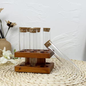 Chine Tube à essai en verre borosilicaté à fond plat d'usine avec couvercle en liège - Product Image 3