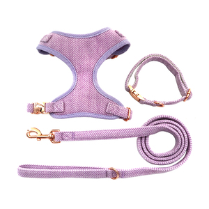 Ensemble de harnais et de laisse pour chien en tweed tactique réglable, doux et confortable, à carreaux d'hiver, sans traction, avec sac à dos, nouveauté 2025 - Product Image 5