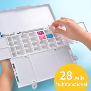 <span class=keywords><strong>Palette</strong></span> de <span class=keywords><strong>peinture</strong></span> aquarelle vide XinyiArt à 28 alvéoles, étanche, avec couvercle et 4 plateaux de mélange, organisateur de peintures à base d'eau - Product Image 5