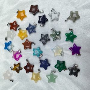 Pierre naturelle en gros, aventurine, jaspe Picasso, pierre précieuse colorée en forme d'étoile, fabrication de bijoux, pendentif pour collier DIY - Product Image 1