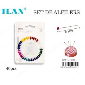 Set di spilli Ilan da 40 pezzi, multicolori, a forma di pera, per cucito - Product Image 3